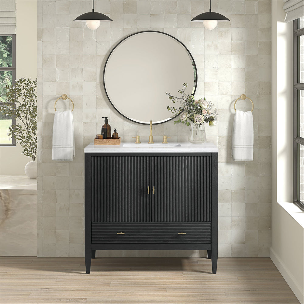 Myrrin 36" Single Vanity in Carbon Oak by James Martin Vanities - SKU 485-V36-CBO | Home Luxury USA