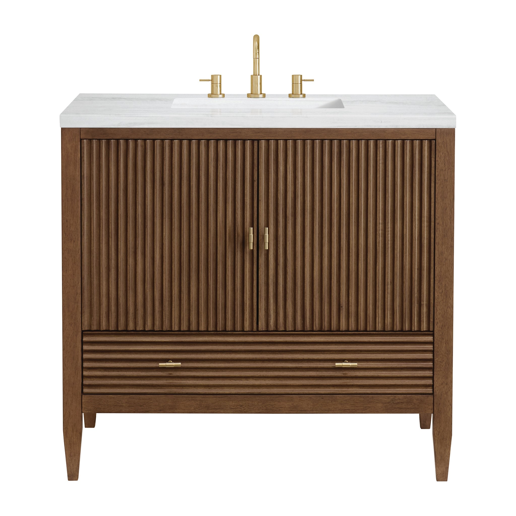 James Martin Vanities - Myrrin 36" Single Vanity in Mid - Century Walnut - 485 - V36 - WLT - Home Luxury USA