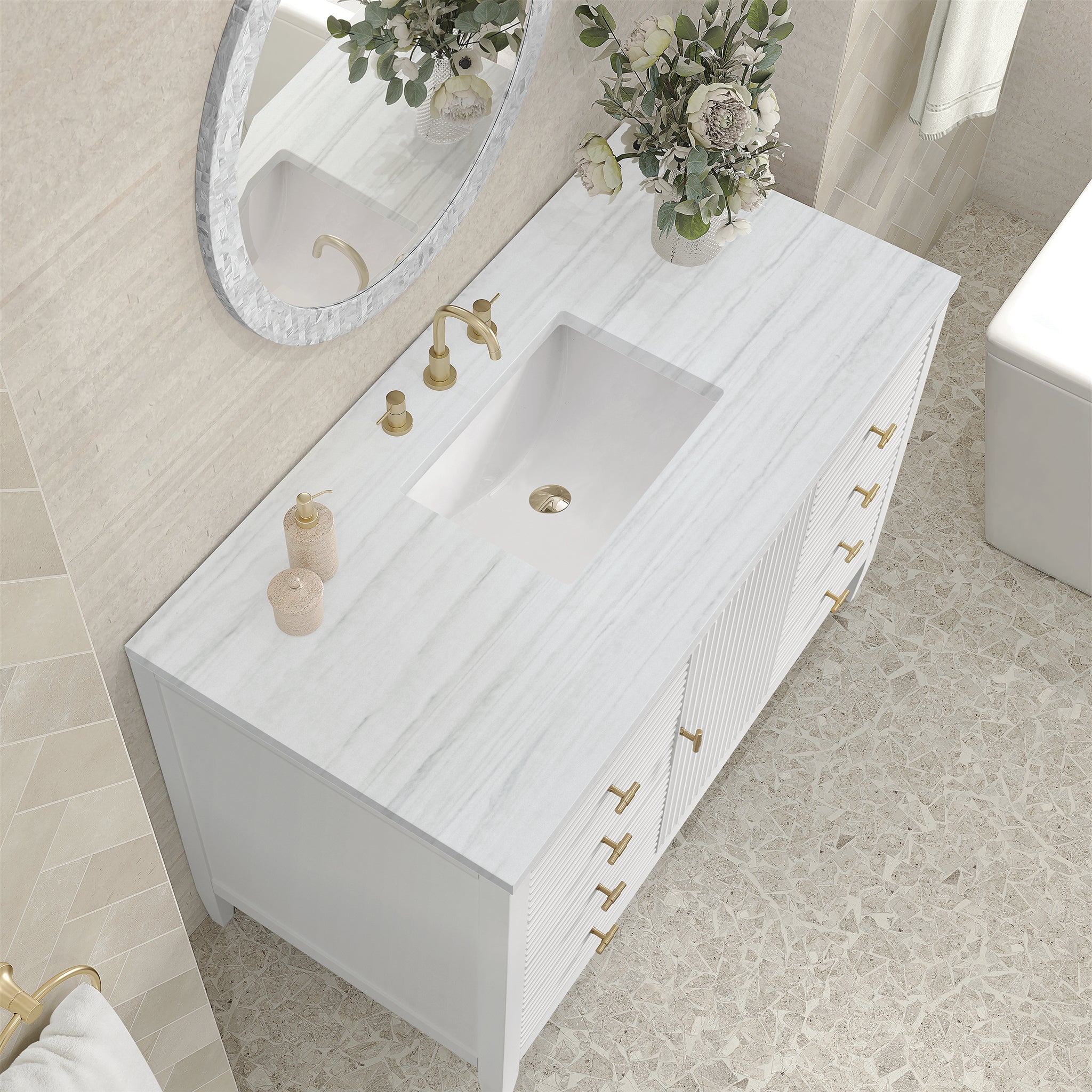 James Martin Vanities - Myrrin 48" Single Vanity in Bright White - 485 - V48 - BW - 3AF - Home Luxury USA