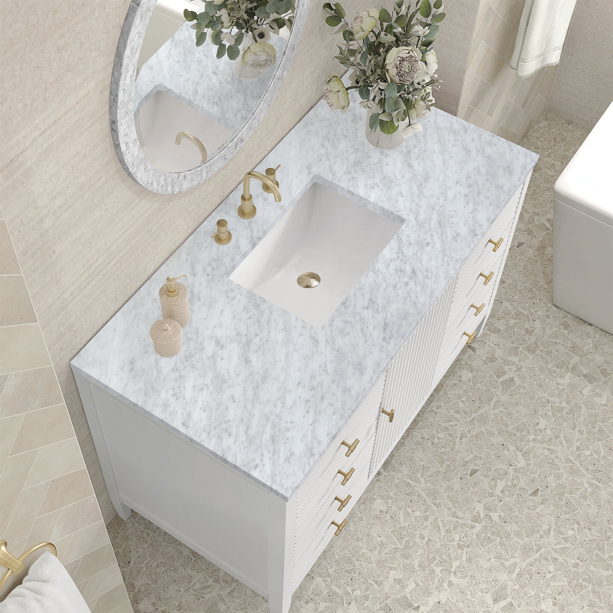 James Martin Vanities - Myrrin 48" Single Vanity in Bright White - 485 - V48 - BW - 3CAR - Home Luxury USA