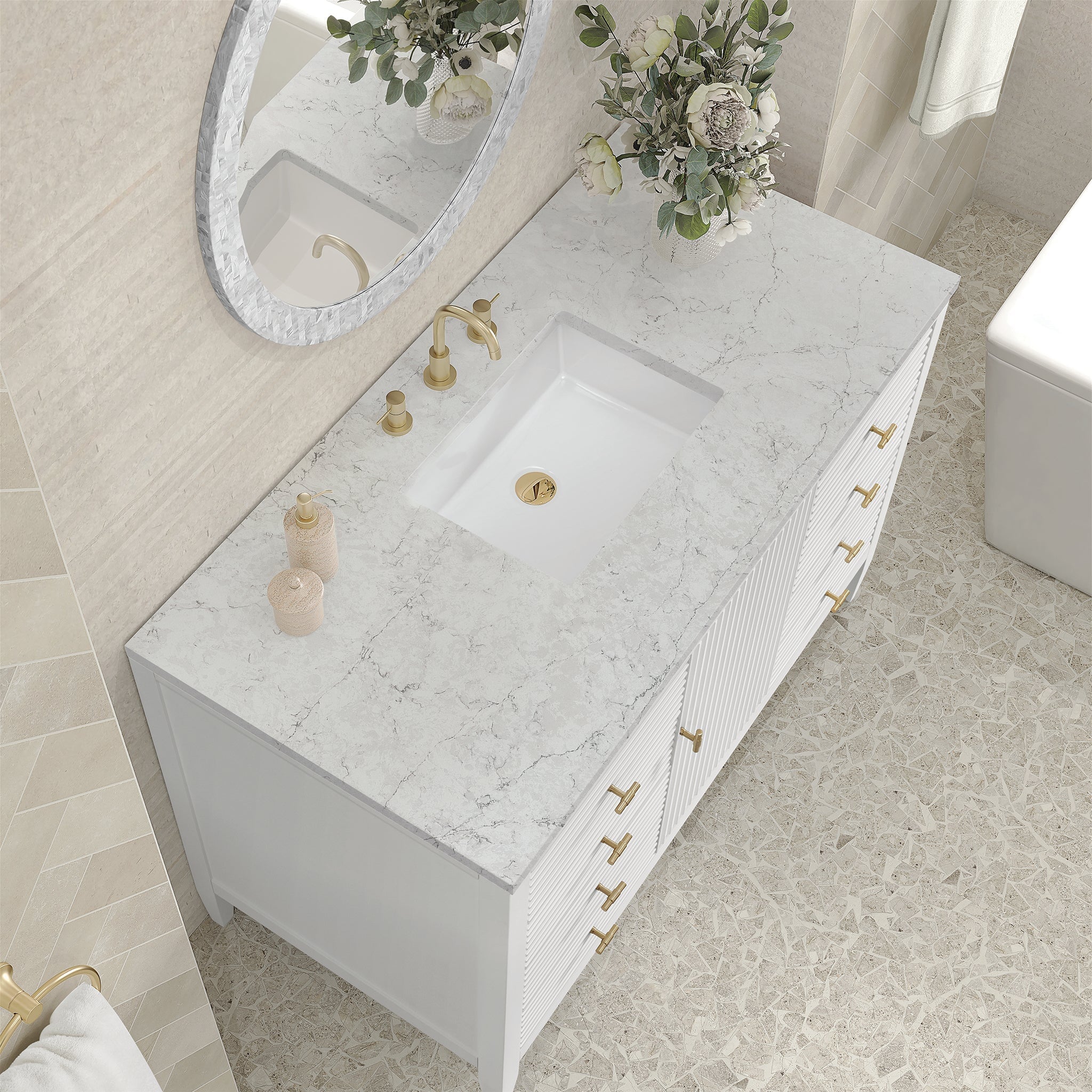 James Martin Vanities - Myrrin 48" Single Vanity in Bright White - 485 - V48 - BW - 3EJP - Home Luxury USA