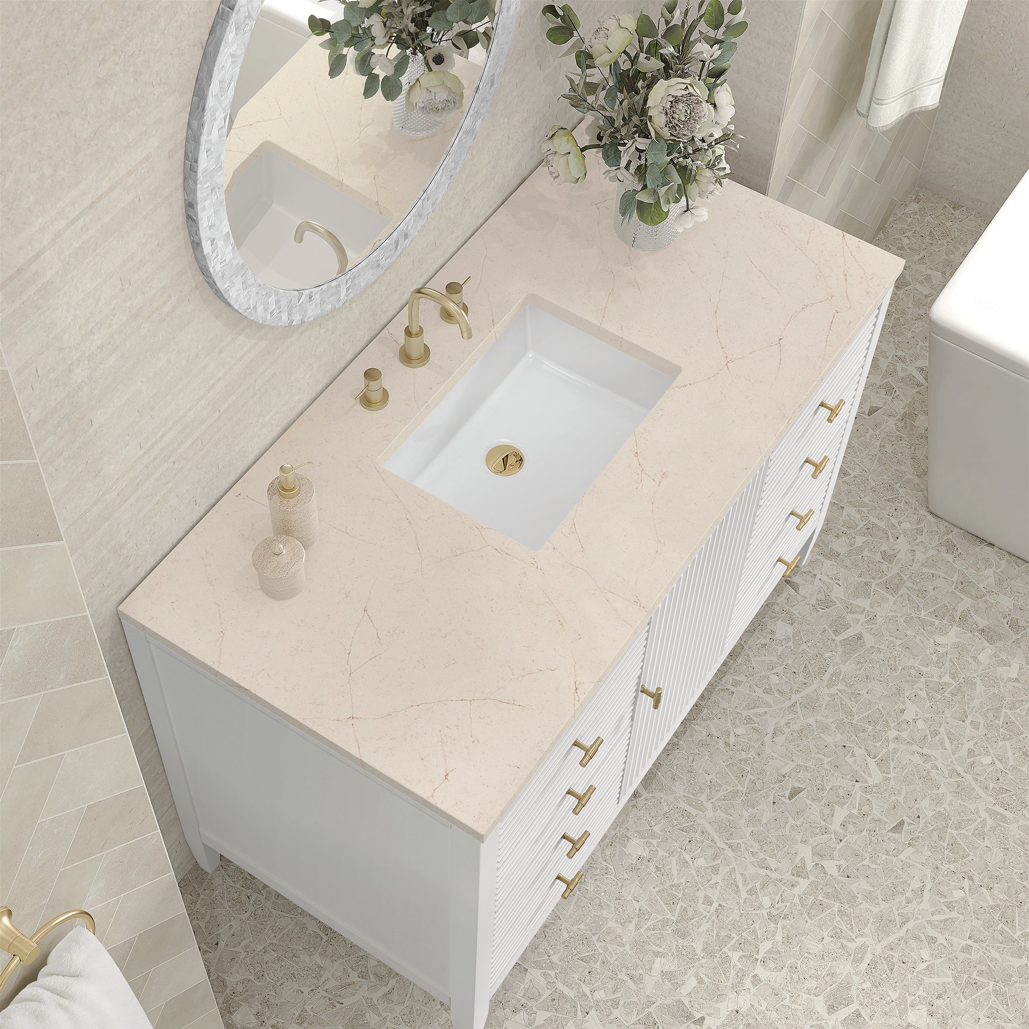 James Martin Vanities - Myrrin 48" Single Vanity in Bright White - 485 - V48 - BW - 3EMR - Home Luxury USA