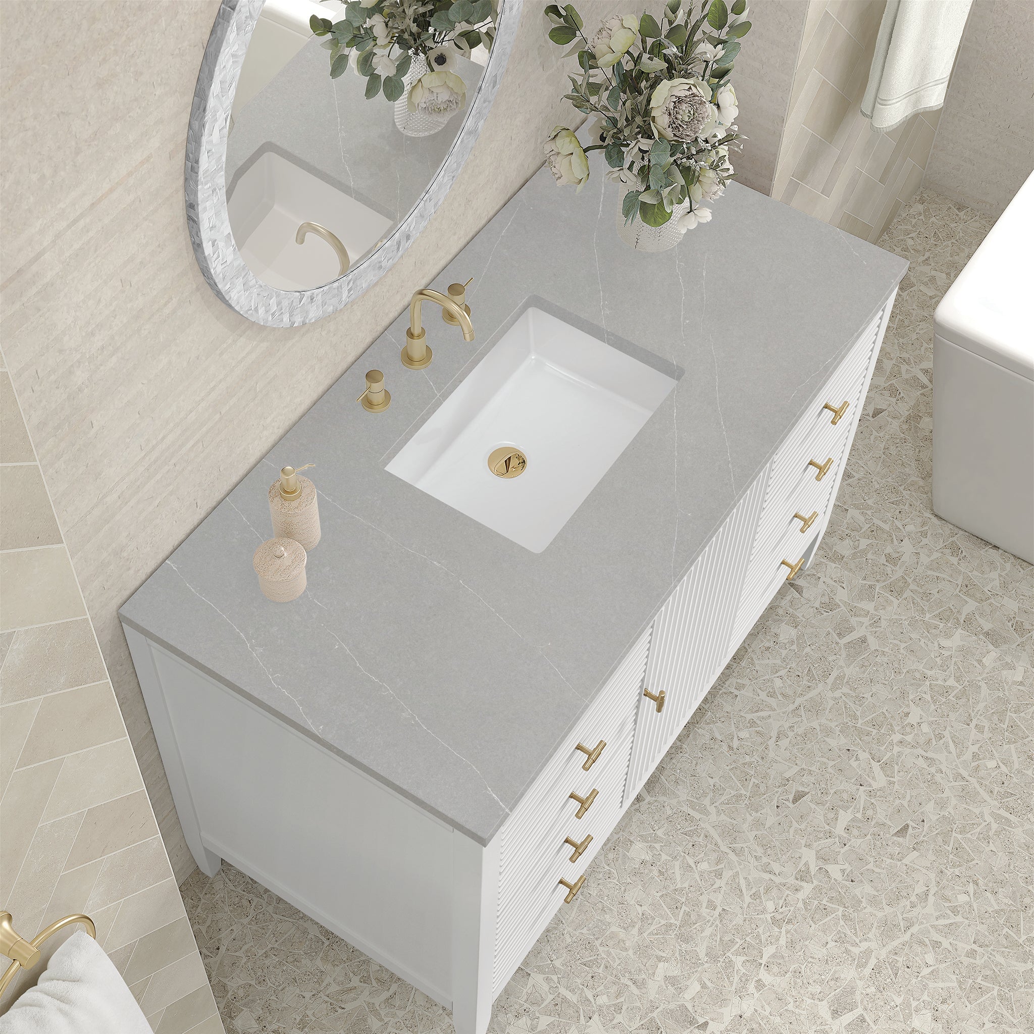 James Martin Vanities - Myrrin 48" Single Vanity in Bright White - 485 - V48 - BW - 3ESR - Home Luxury USA