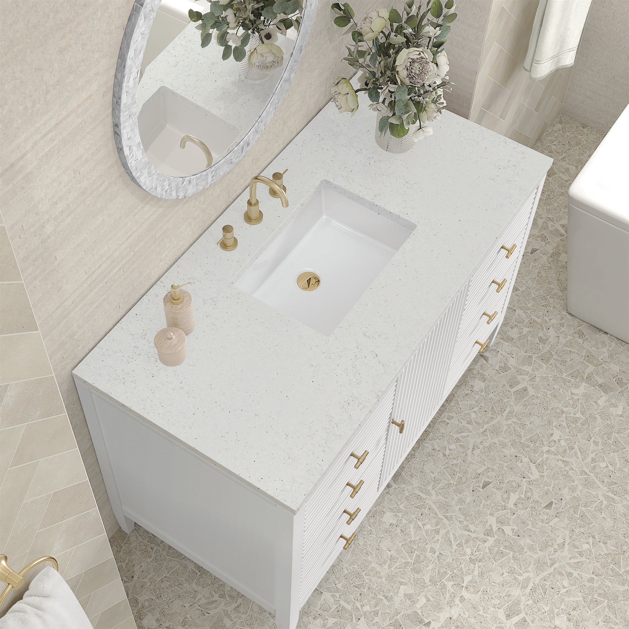 James Martin Vanities - Myrrin 48" Single Vanity in Bright White - 485 - V48 - BW - 3LDL - Home Luxury USA