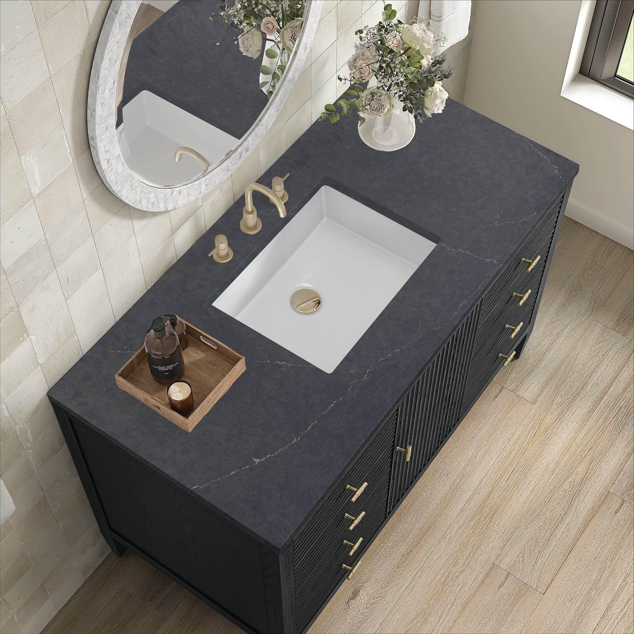 Myrrin 48" Single Vanity in Carbon Oak by James Martin Vanities - SKU 485-V48-CBO-3CSP | Home Luxury USA