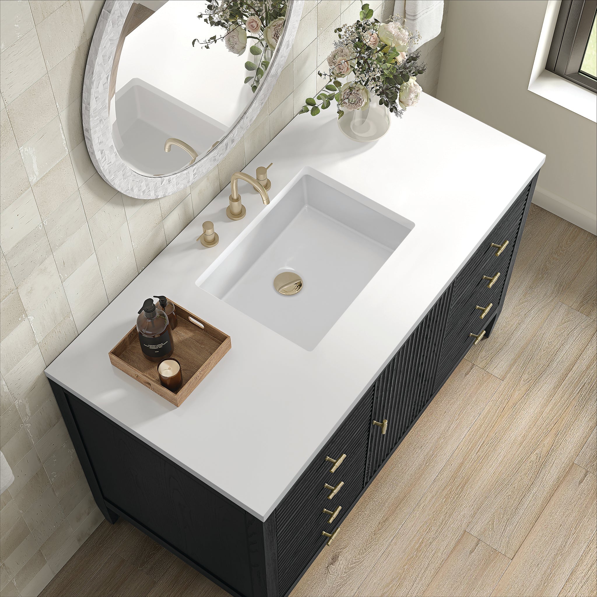 Myrrin 48" Single Vanity in Carbon Oak by James Martin Vanities - SKU 485-V48-CBO-3WZ | Home Luxury USA