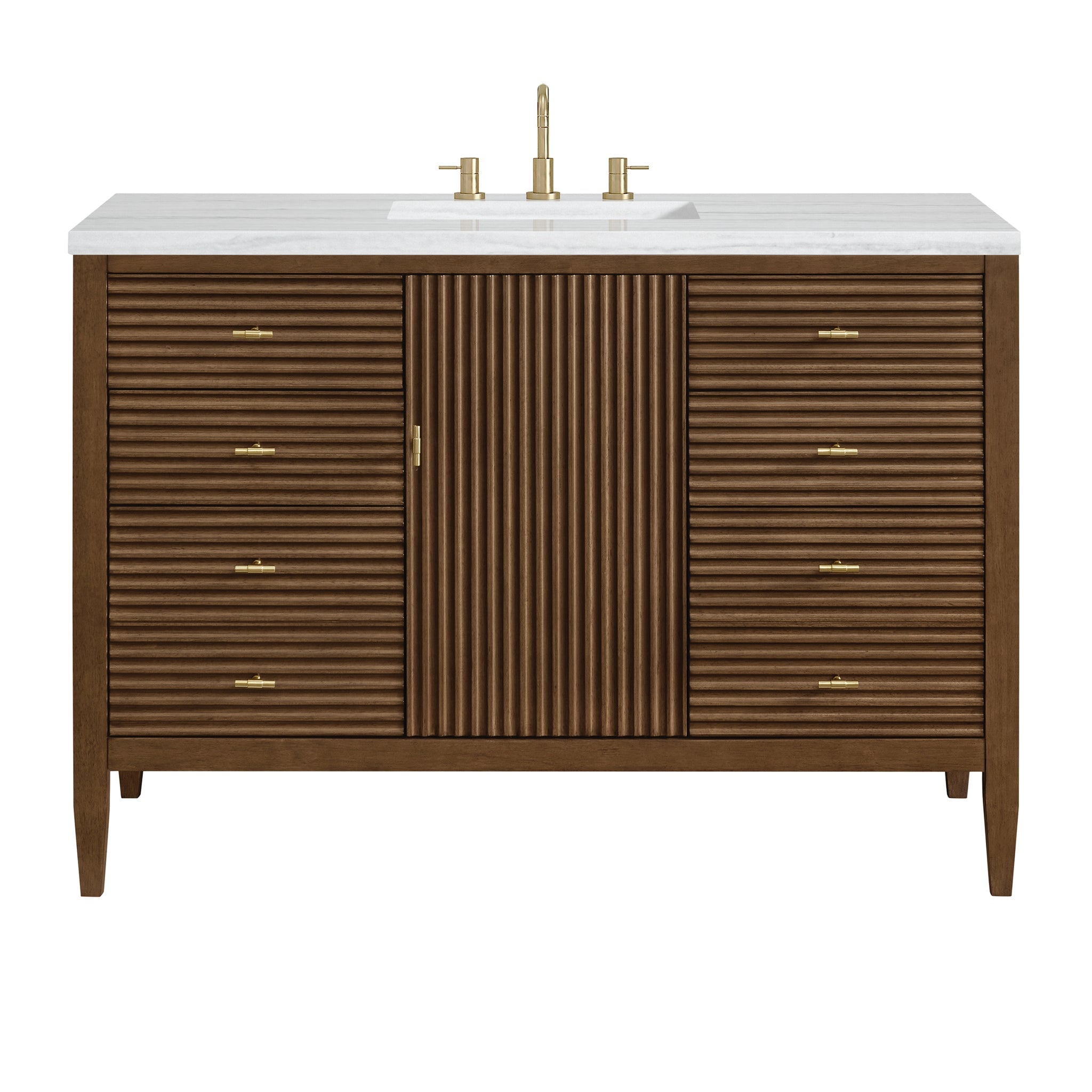 Myrrin 48" Single Vanity in Mid-Century Walnut by James Martin Vanities - SKU 485-V48-WLT | Home Luxury USA