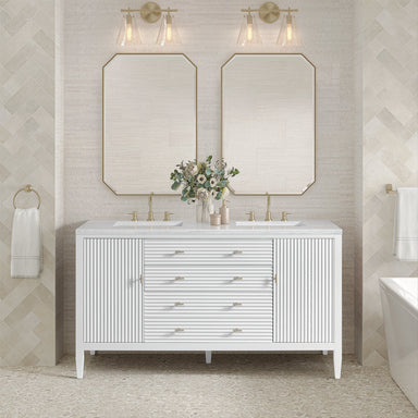 James Martin Vanities - Myrrin 60" Double Vanity in Bright White - 485 - V60D - BW - Home Luxury USA