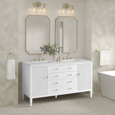 James Martin Vanities - Myrrin 60" Double Vanity in Bright White - 485 - V60D - BW - Home Luxury USA