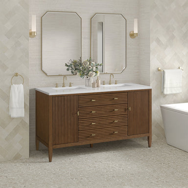 James Martin Vanities - Myrrin 60" Double Vanity in Mid - Century Walnut - 485 - V60D - WLT - Home Luxury USA