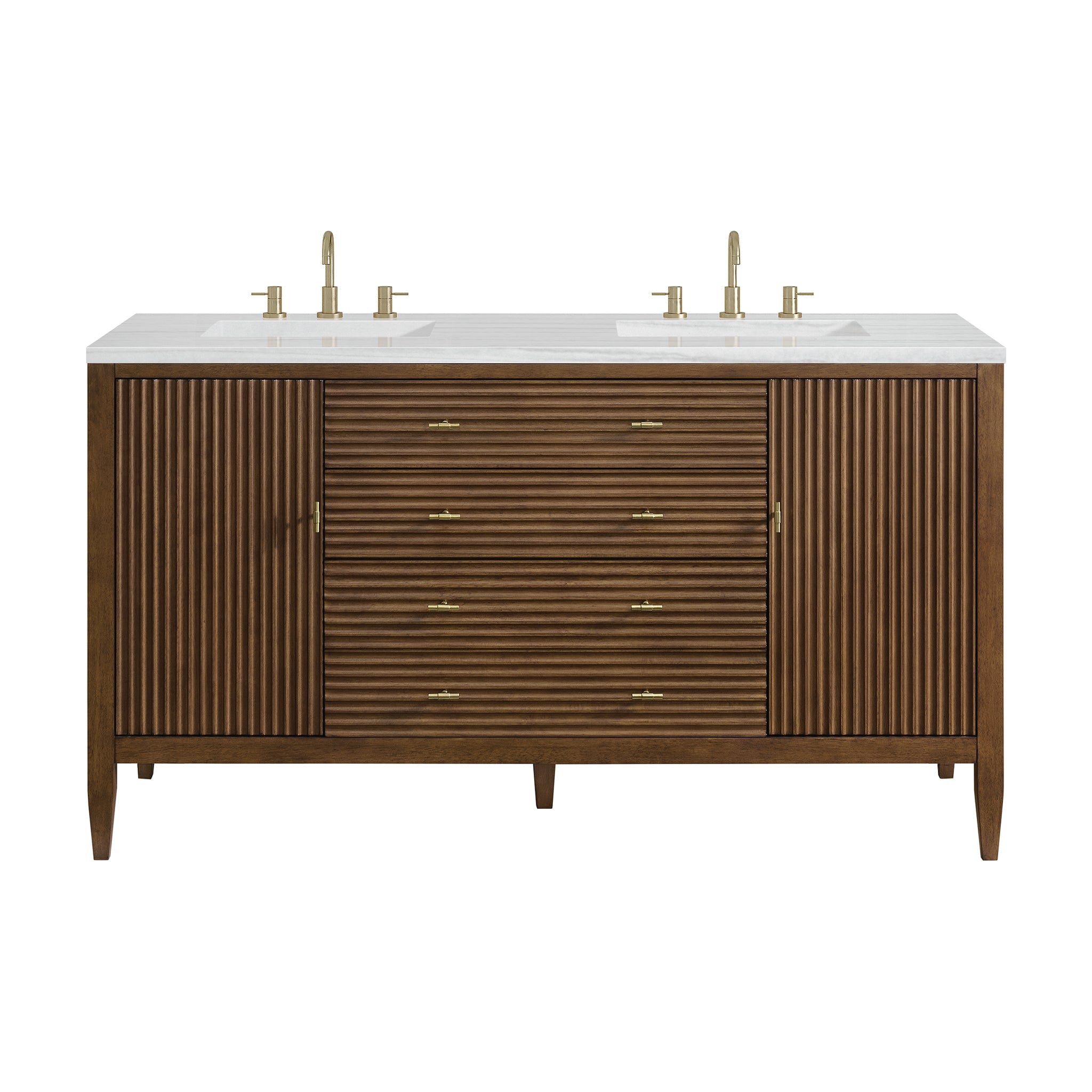 Myrrin 60" Double Vanity in Mid-Century Walnut by James Martin Vanities - SKU 485-V60D-WLT | Home Luxury USA