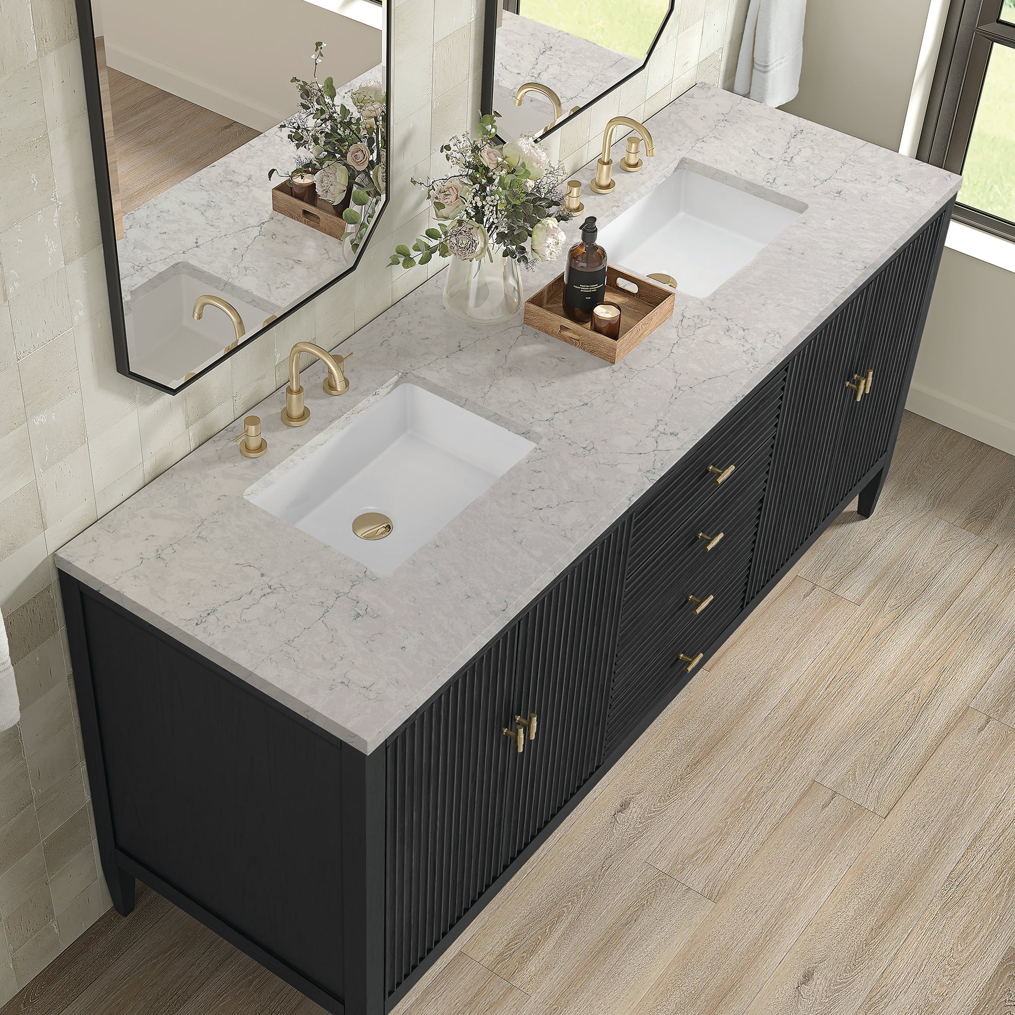 Myrrin 72" Double Vanity in Carbon Oak by James Martin Vanities - SKU 485-V72-CBO-3EJP | Home Luxury USA