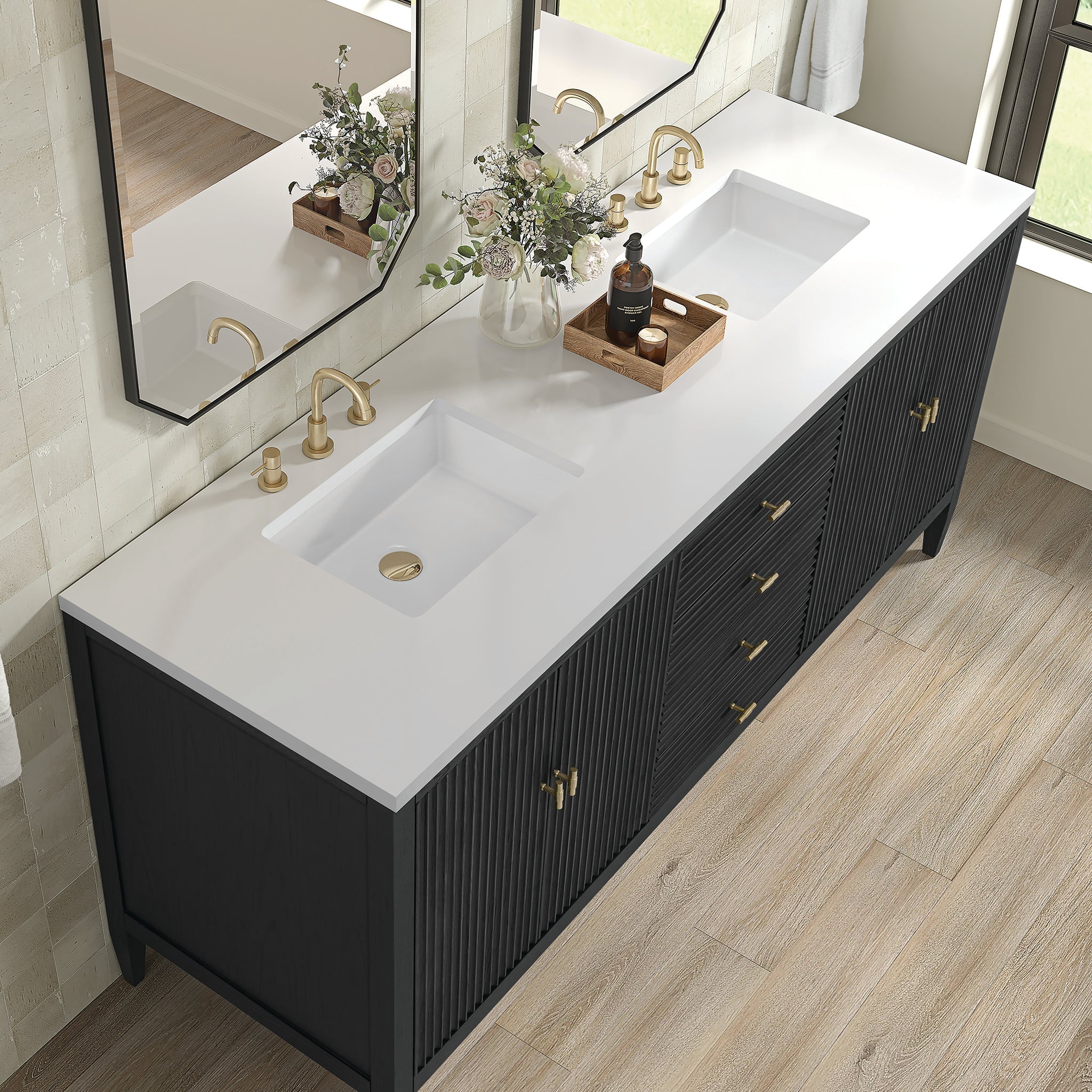 Myrrin 72" Double Vanity in Carbon Oak by James Martin Vanities - SKU 485-V72-CBO-3WZ | Home Luxury USA