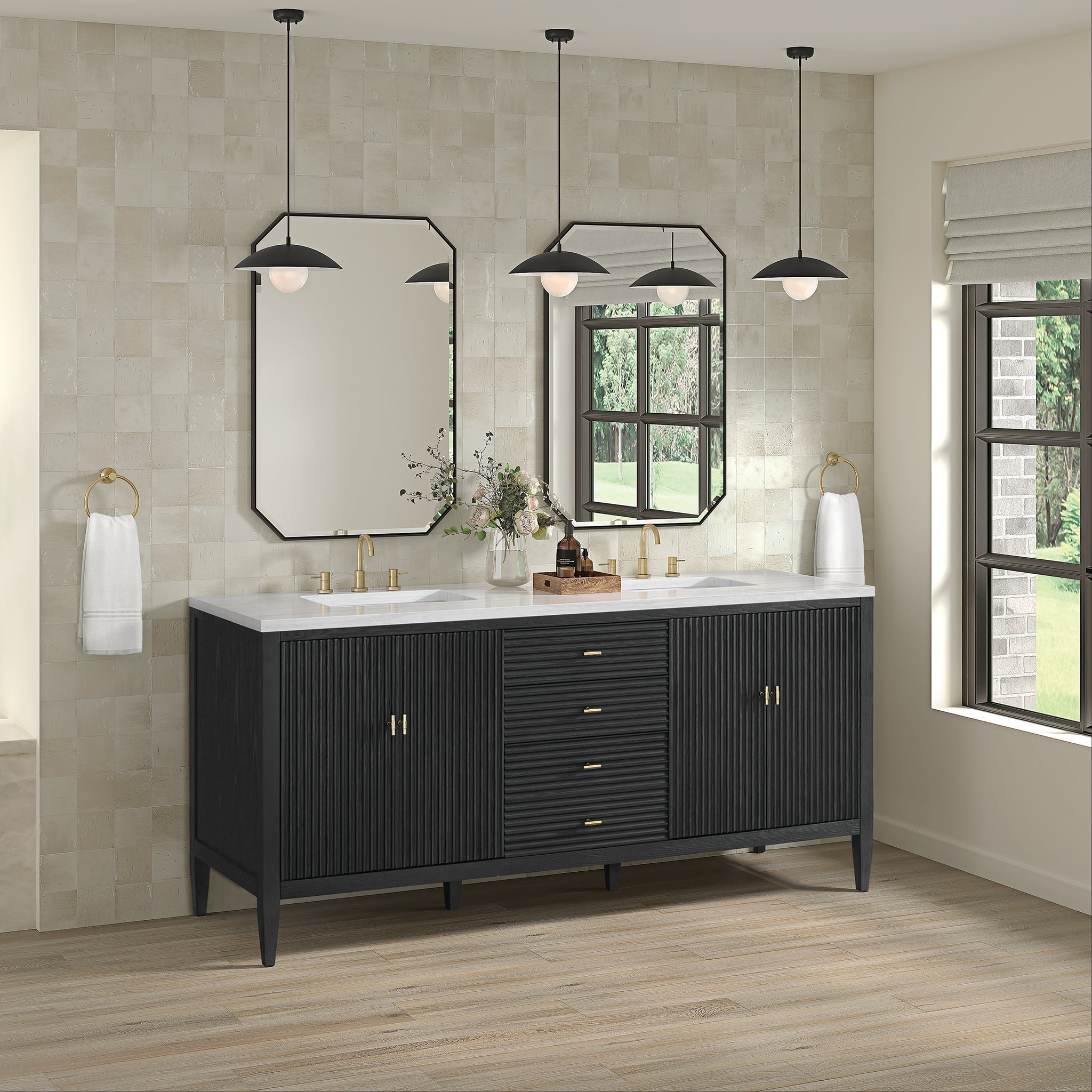 Myrrin 72" Double Vanity in Carbon Oak by James Martin Vanities - SKU 485-V72-CBO | Home Luxury USA