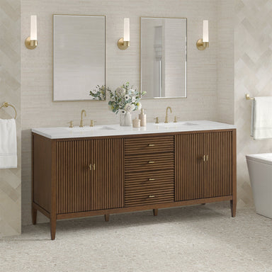 James Martin Vanities - Myrrin 72" Double Vanity in Mid - Century Walnut - 485 - V72 - WLT - Home Luxury USA