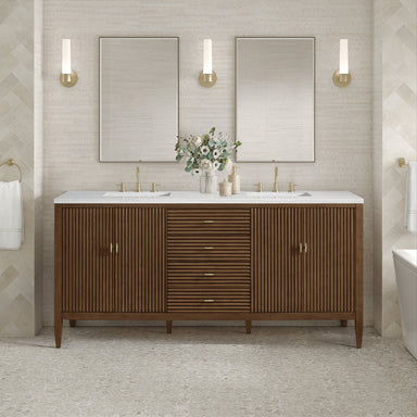 James Martin Vanities - Myrrin 72" Double Vanity in Mid - Century Walnut - 485 - V72 - WLT - Home Luxury USA