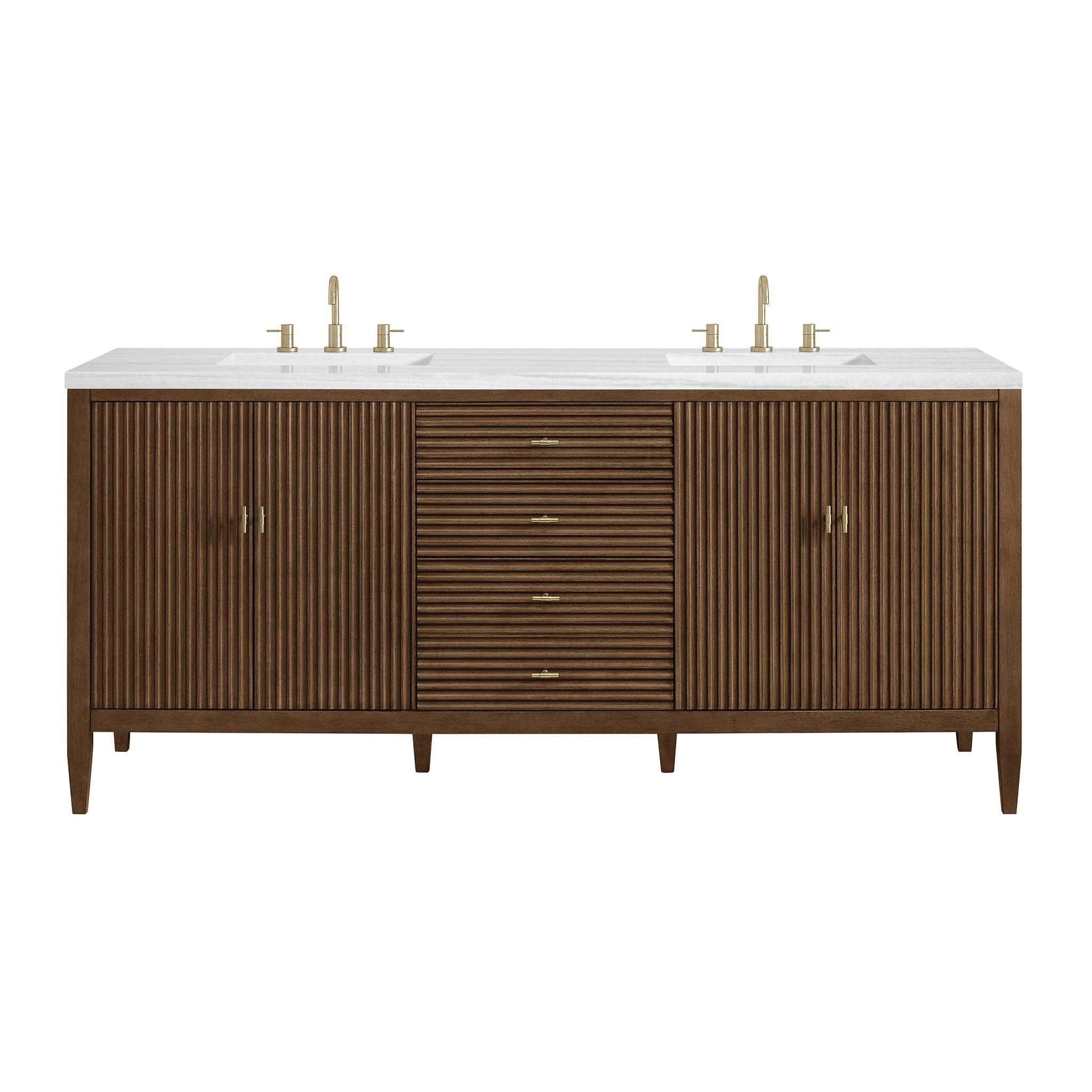 Myrrin 72" Double Vanity in Mid-Century Walnut by James Martin Vanities - SKU 485-V72-WLT | Home Luxury USA