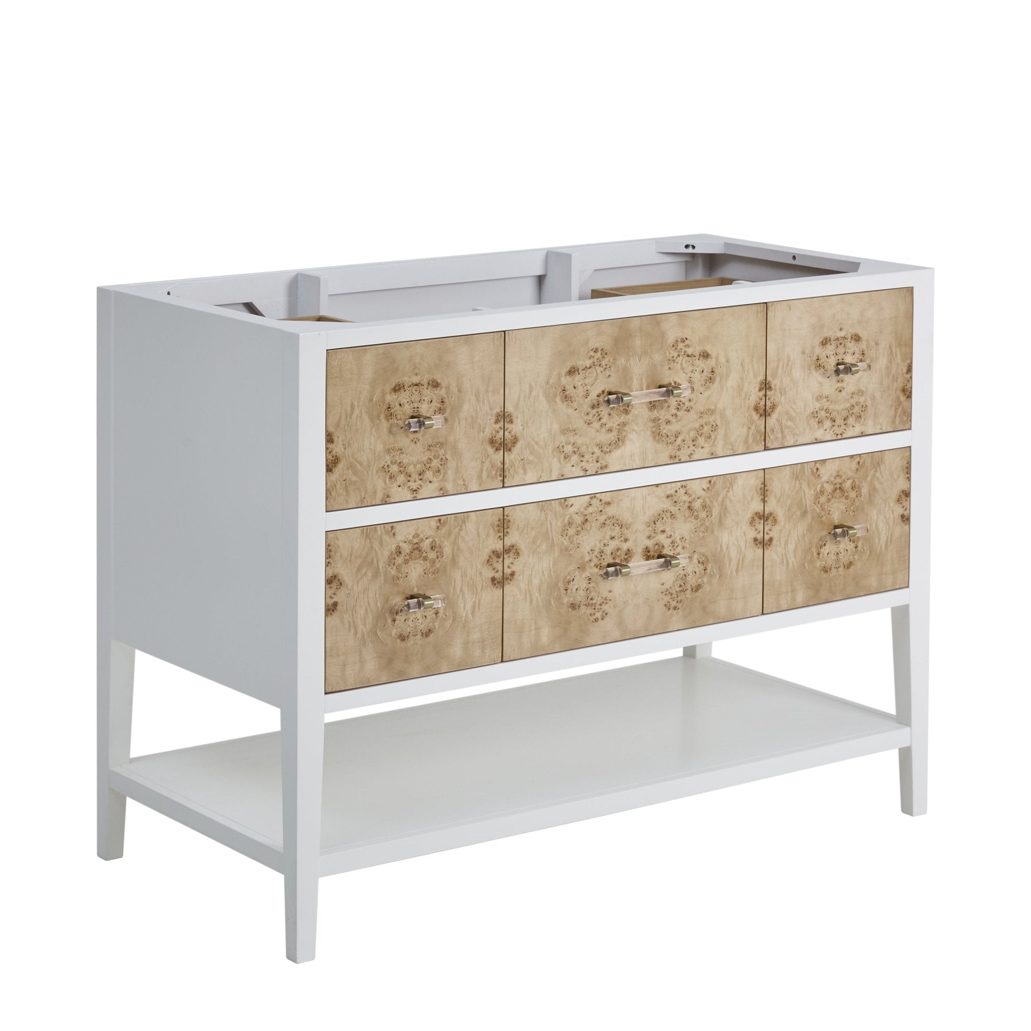 James Martin Vanities-Olena 48" Single Vanity in Light Mappa Burl with Polished White Frame - Home Luxury USA