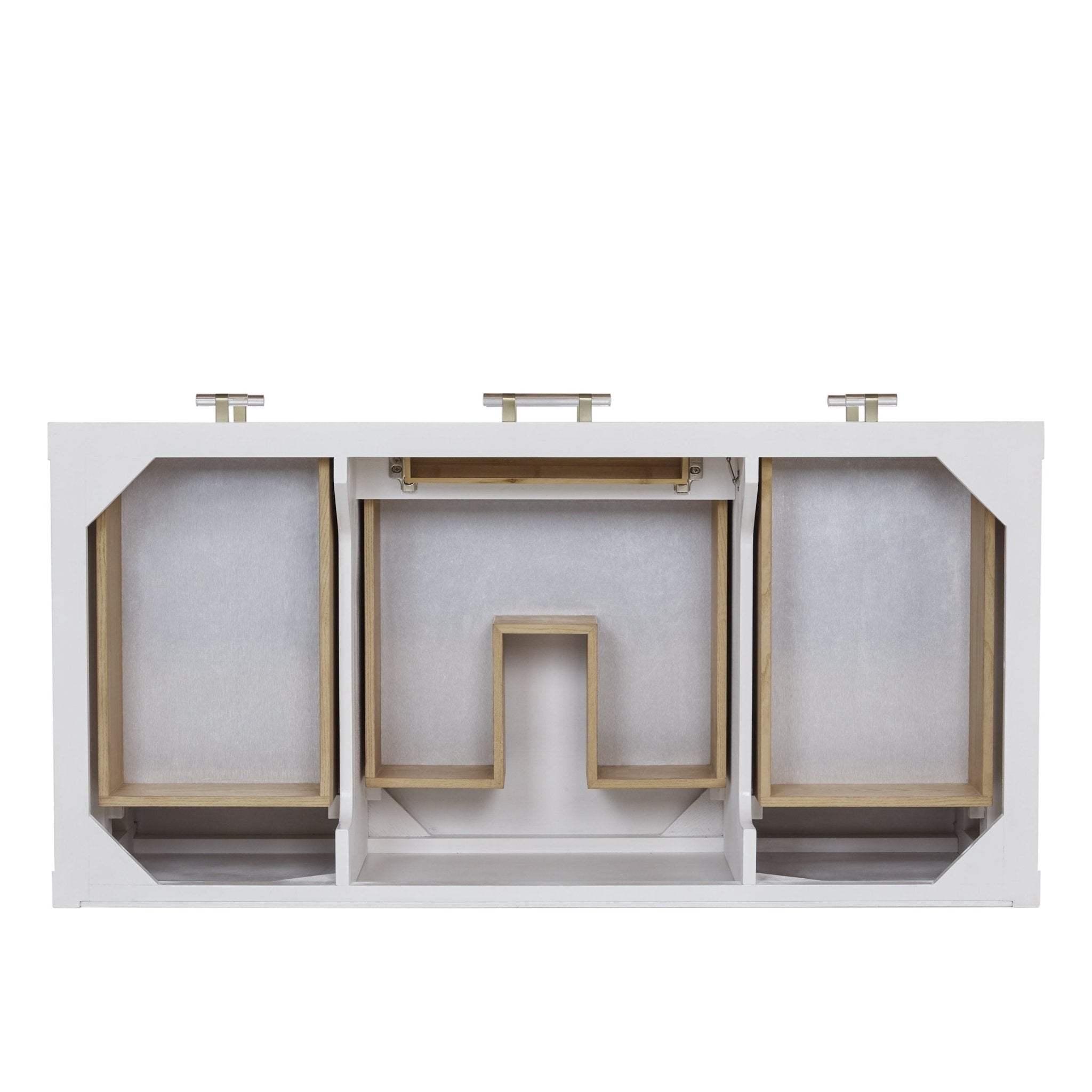 Olena 48" Single Vanity in Light Mappa Burl with Polished White Frame by James Martin Vanities - SKU D804-V48-LMB-3WZ | Home Luxury USA