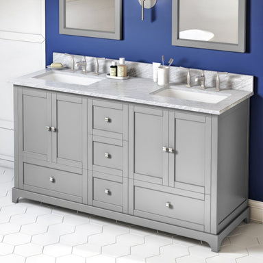 Jeffrey Alexander Addington 60-inch Double Bathroom Vanity Set With Top In Grey From Home Luxury USA