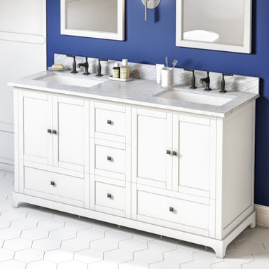 Jeffrey Alexander Addington 60-inch Double Bathroom Vanity Set With Top In White From Home Luxury USA