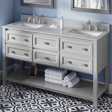 Jeffrey Alexander Adler 60-inch Double Bathroom Vanity Set With Top In Grey From Home Luxury USA