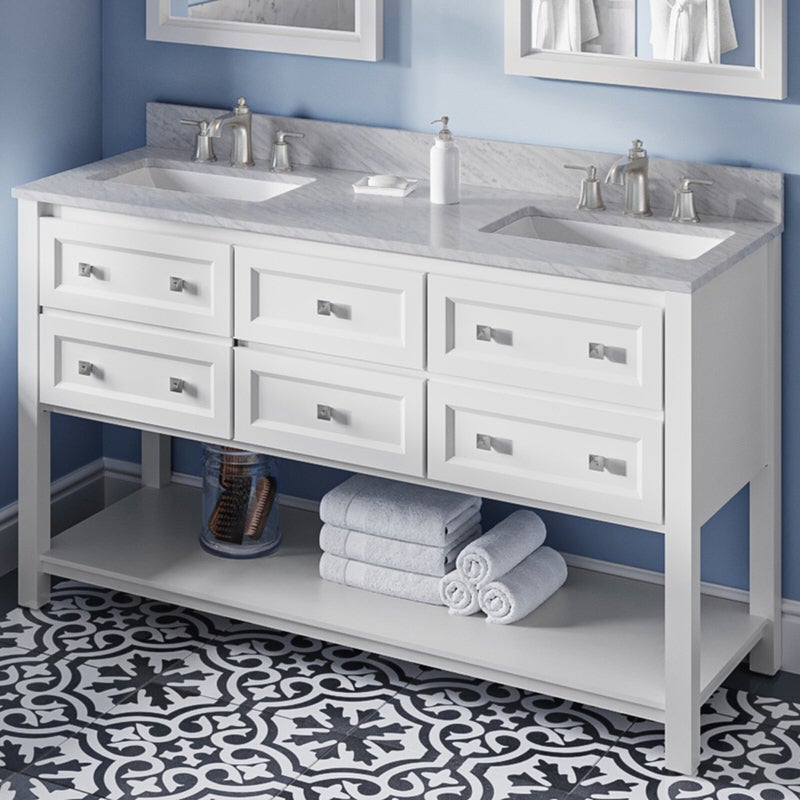 Jeffrey Alexander Adler 60-inch Double Bathroom Vanity Set With Top In White From Home Luxury USA