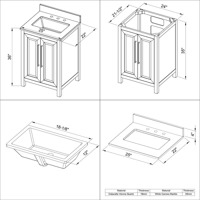 Cade 24-inch Single Bathroom Vanity Set - SKU VKITCAD24BKBGR | Home Luxury USA