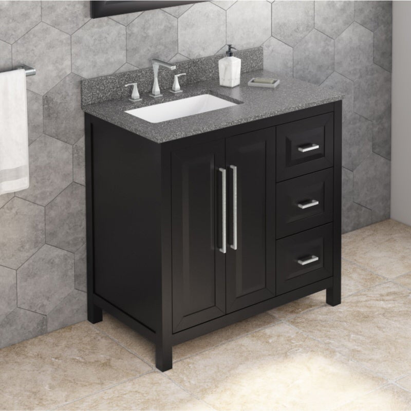 Jeffrey Alexander Cade 36-inch Left Offset Single Bathroom Vanity Set With Top In Black From Home Luxury USA