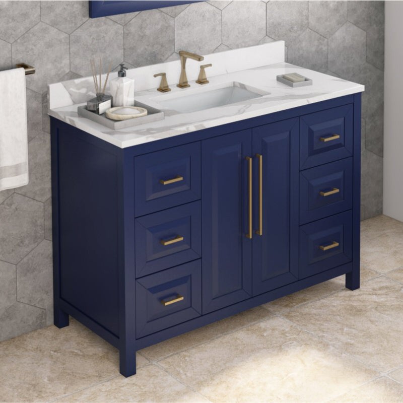 Jeffrey Alexander Cade 48-inch Single Bathroom Vanity Set With Top In Blue From Home Luxury USA