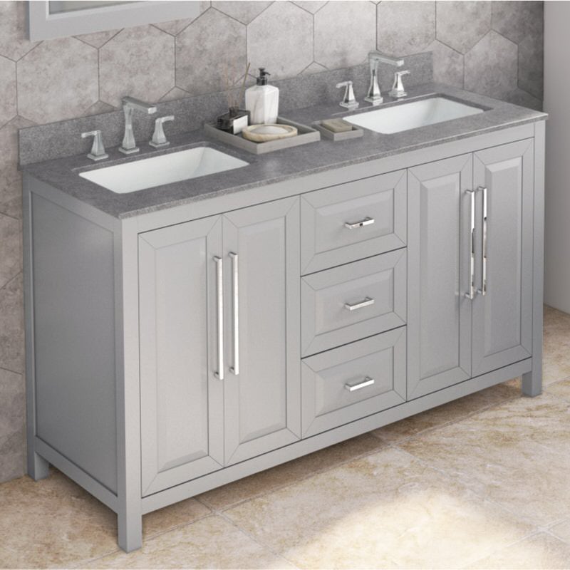 Jeffrey Alexander Cade 60-inch Double Bathroom Vanity Set With Top In Grey From Home Luxury USA