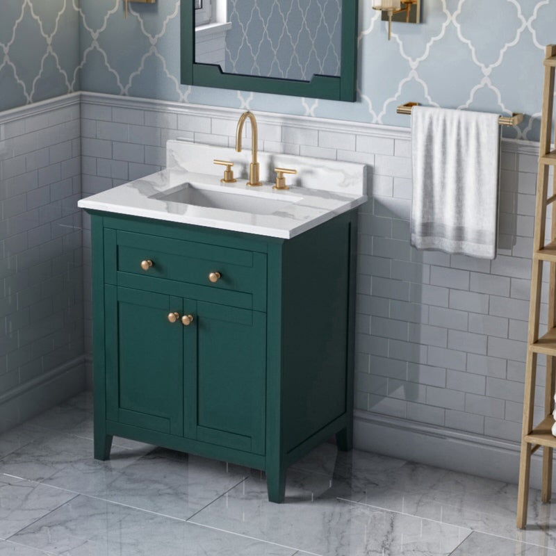 Jeffrey Alexander Chatham 30-inch Bathroom Vanity With Top In Green From Home Luxury USA