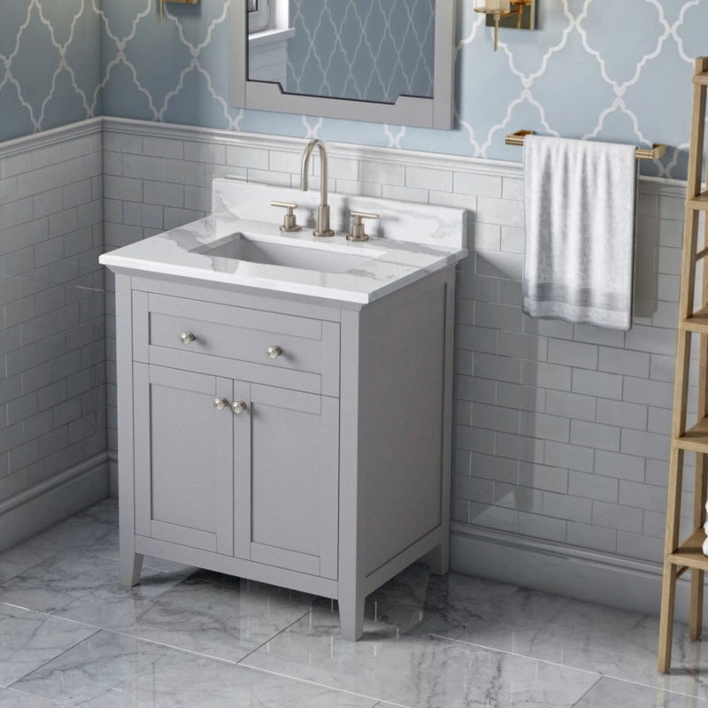 Jeffrey Alexander Chatham 30-inch Bathroom Vanity With Top In Grey From Home Luxury USA