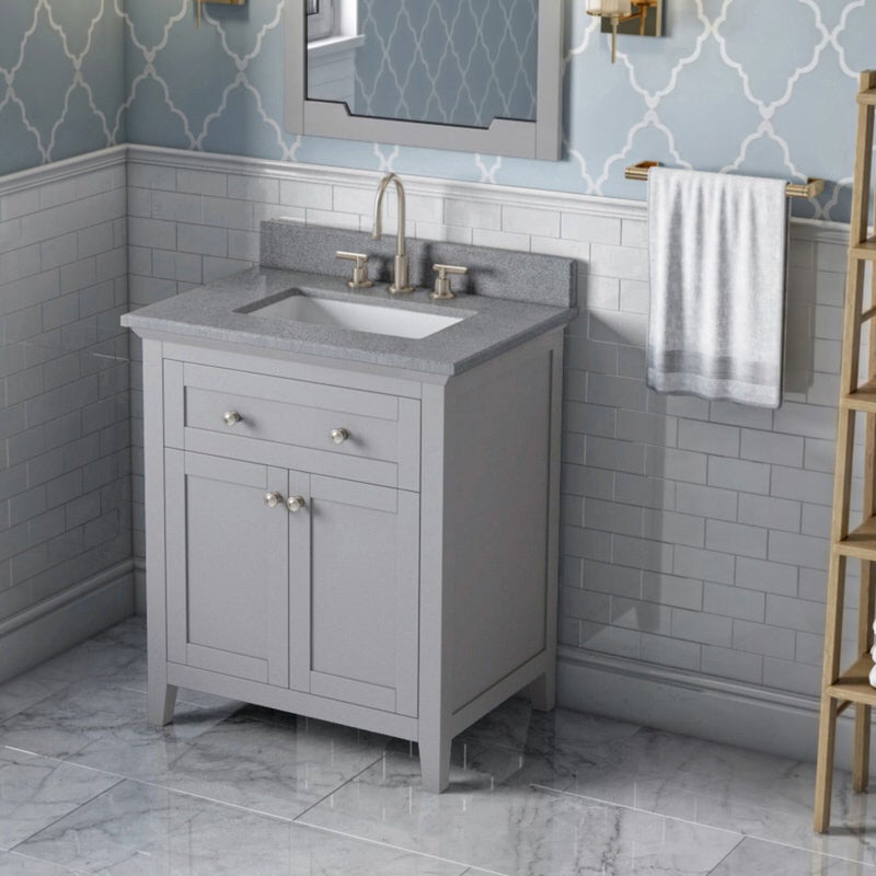 Jeffrey Alexander Chatham 30-inch Bathroom Vanity With Top In Gray From Home Luxury USA