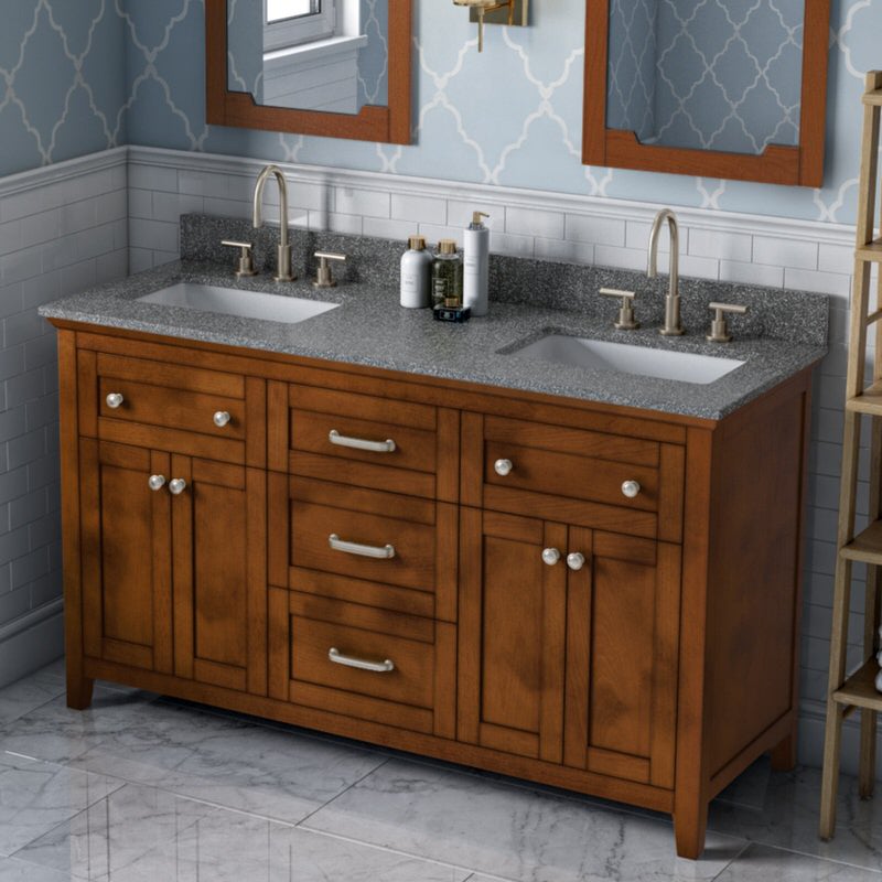 Jeffrey Alexander Chatham 60-inch Double Sink Bathroom Vanity In Brown From Home Luxury USA