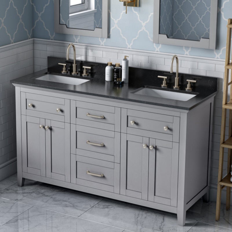 Jeffrey Alexander Chatham 60-inch Double Sink Bathroom Vanity In Grey From Home Luxury USA