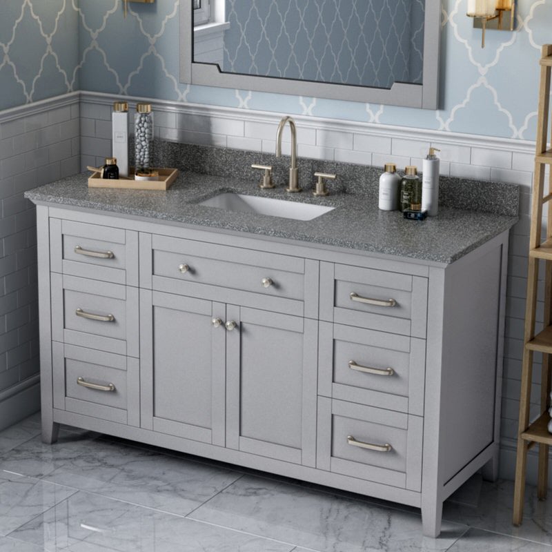 Jeffrey Alexander Chatham 60-inch Single Sink Bathroom Vanity With Top In Grey From Home Luxury USA