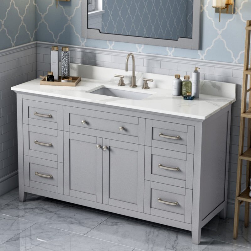 Jeffrey Alexander Chatham 60-inch Single Sink Bathroom Vanity With Top In Grey From Home Luxury USA
