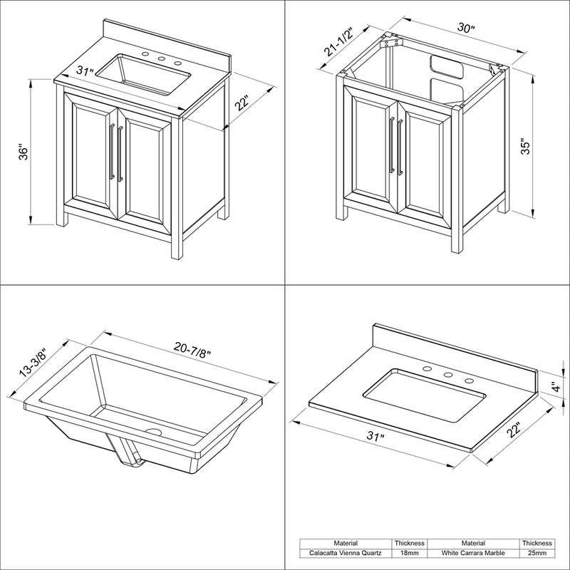 Jeffrey Alexander Cade 30-inch Single Bathroom Vanity Set - SKU VKITCAD30BKBGR | Home Luxury USA