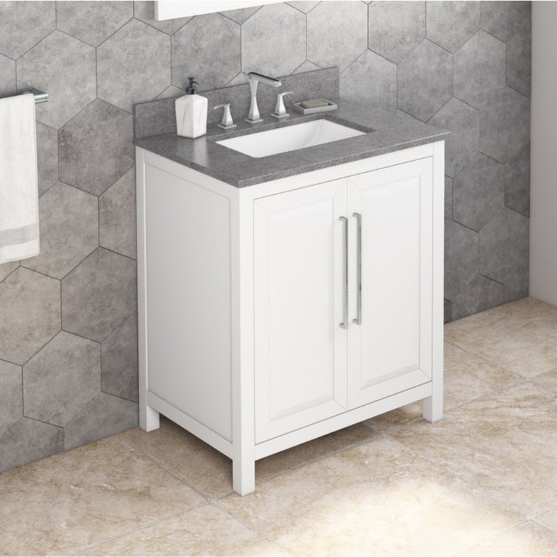 Jeffrey Alexander Cade 30-inch Single Bathroom Vanity Set - SKU VKITCAD30WHSGR | Home Luxury USA