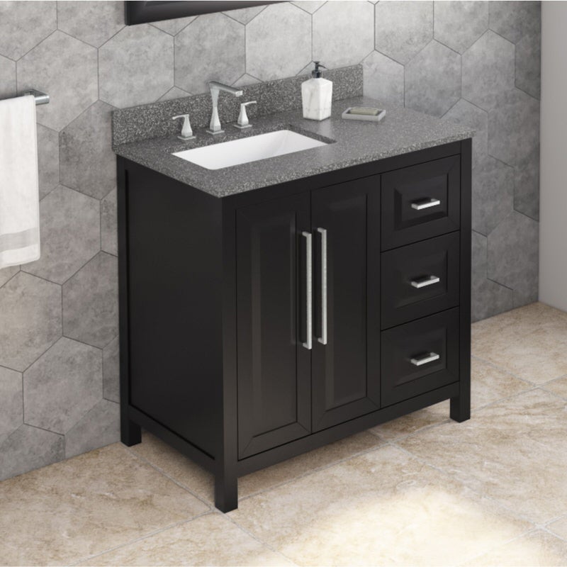 Jeffrey Alexander Cade 36-inch Left Offset Single Bathroom Vanity Set - SKU VKITCAD36BKBOR | Home Luxury USA