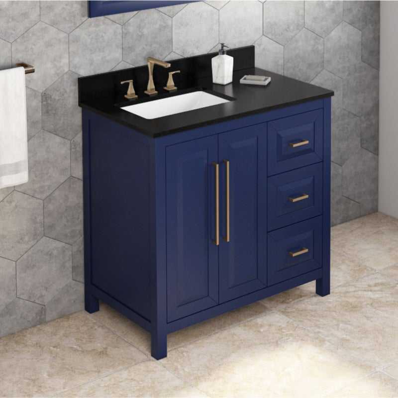 Jeffrey Alexander Cade 36-inch Left Offset Single Bathroom Vanity Set - SKU VKITCAD36BLBGR | Home Luxury USA