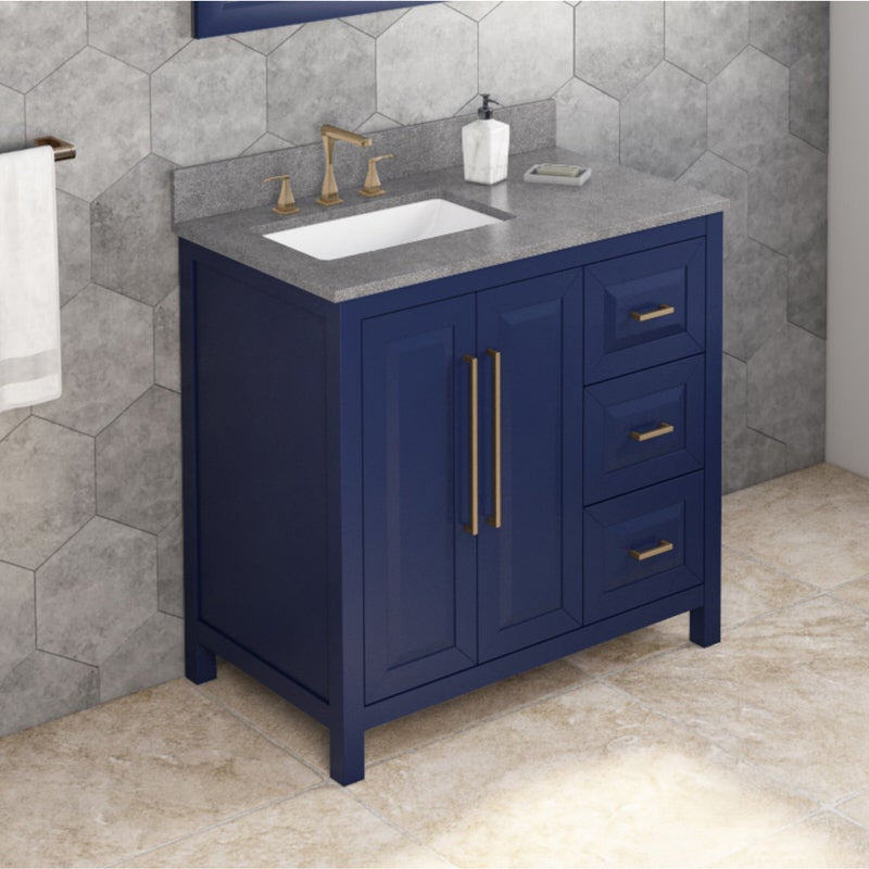 Jeffrey Alexander Cade 36-inch Left Offset Single Bathroom Vanity Set - SKU VKITCAD36BLSGR | Home Luxury USA