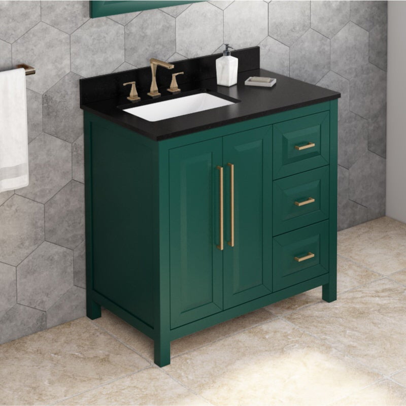 Jeffrey Alexander Cade 36-inch Left Offset Single Bathroom Vanity Set - SKU VKITCAD36GNBGR | Home Luxury USA