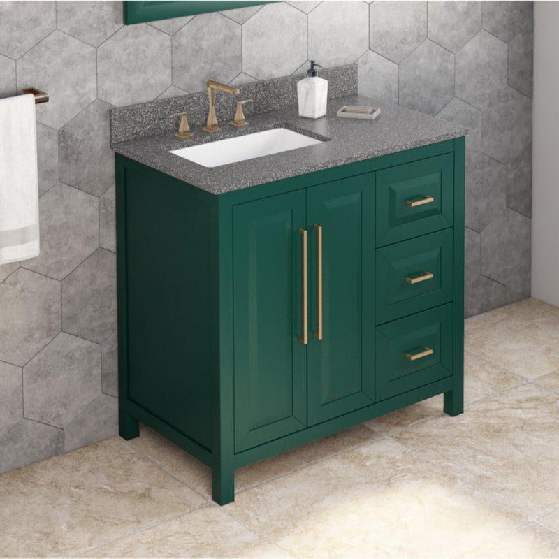 Jeffrey Alexander Cade 36-inch Left Offset Single Bathroom Vanity Set - SKU VKITCAD36GNBOR | Home Luxury USA