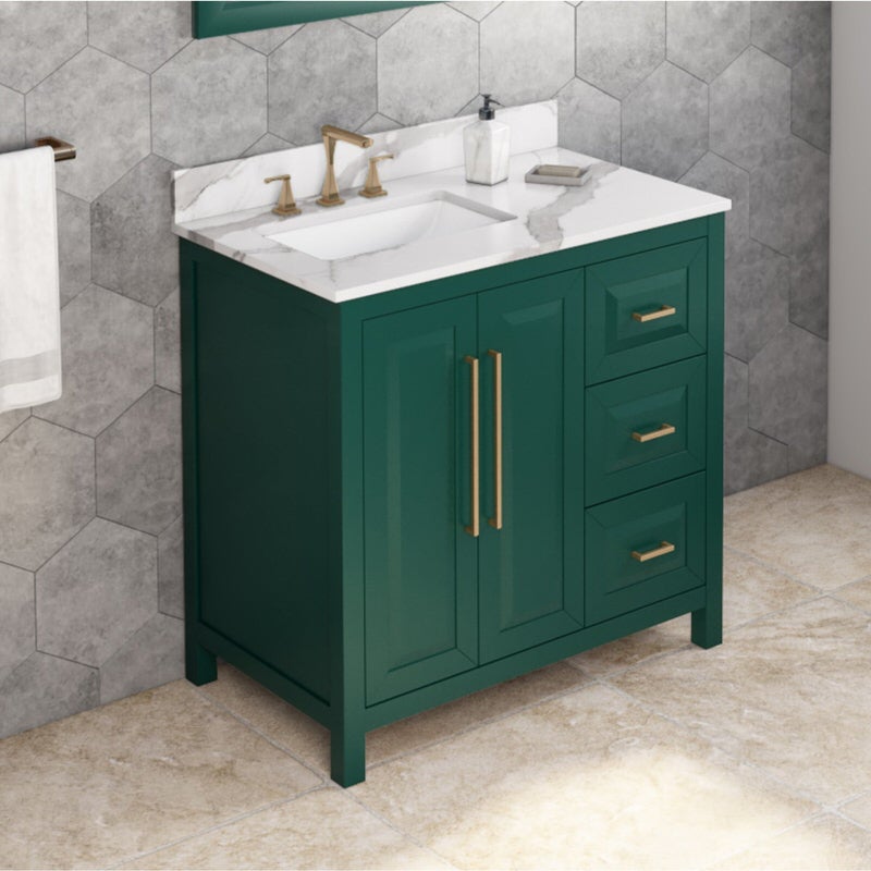 Jeffrey Alexander Cade 36-inch Left Offset Single Bathroom Vanity Set - SKU VKITCAD36GNCQR | Home Luxury USA