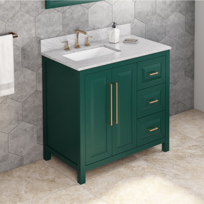 Jeffrey Alexander Cade 36-inch Left Offset Single Bathroom Vanity Set - SKU VKITCAD36GNWCR | Home Luxury USA