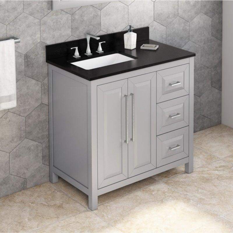 Jeffrey Alexander Cade 36-inch Left Offset Single Bathroom Vanity Set - SKU VKITCAD36GRBGR | Home Luxury USA