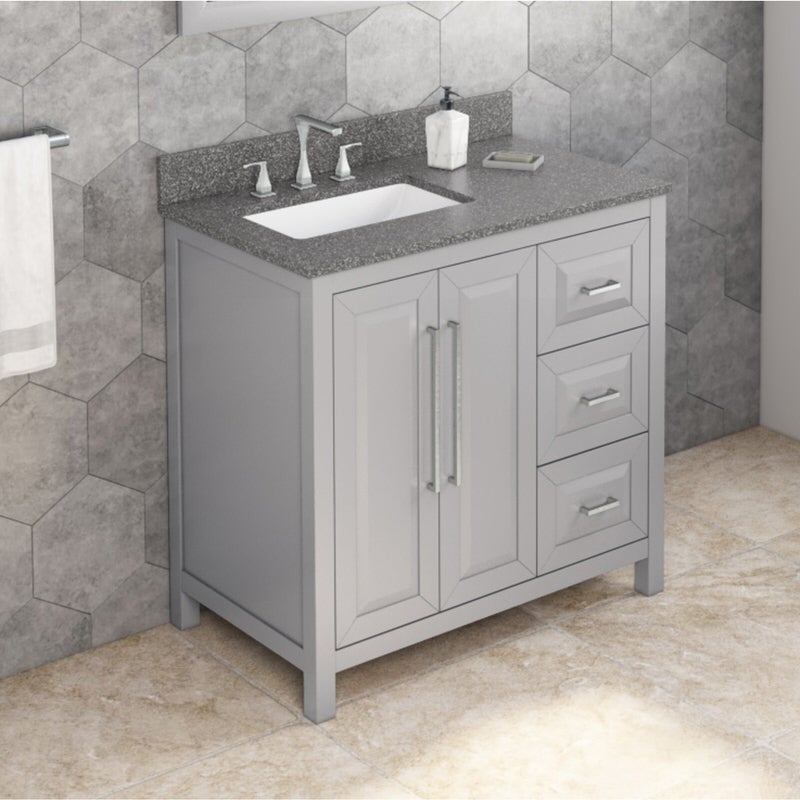 Jeffrey Alexander Cade 36-inch Left Offset Single Bathroom Vanity Set - SKU VKITCAD36GRBOR | Home Luxury USA