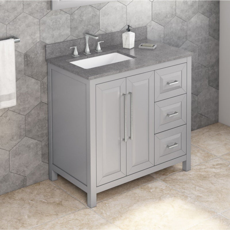 Jeffrey Alexander Cade 36-inch Left Offset Single Bathroom Vanity Set - SKU VKITCAD36GRSGR | Home Luxury USA